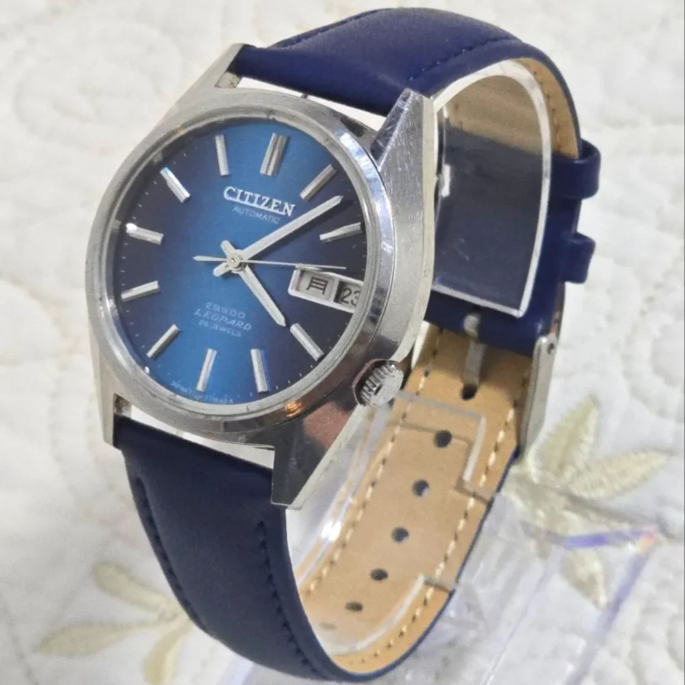 Vintage Citizen Leopard 7700 Hi-Beat 28800 Men's Watch Blue Mechanical Automatic